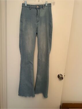 SHEIN Washed Light Blue Flare Jeans
